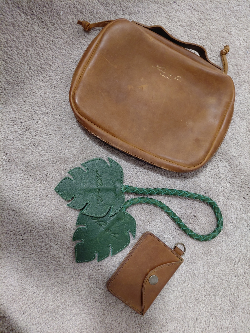 Nena & Co. Brown Leather Crossbody Bag with Green Leaf Charm